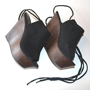 Lace-up Wedge Faux Suede Platforms